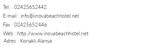 Senza nova Beach Hotel telefon numaralar, faks, e-mail, posta adresi ve iletiim bilgileri